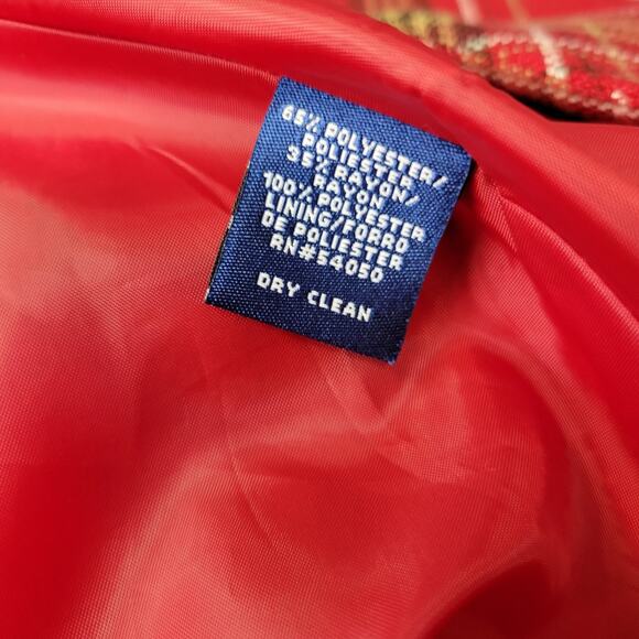 Evan- Picone Woman Plaid Light Tweed Jacket Womens 22W Red Open Front 3/4 Sleeve - Picture 13 of 14